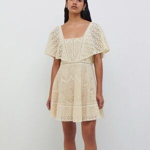 NEW Jonathan Simkhai Cream Flutter Sleeve Mini Dress